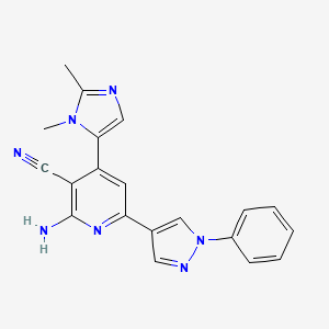 2-amino-4-(1,2-dimethyl-1H-imidazol-5-yl)-6-(1-phenyl-1H-pyrazol-4-yl)nicotinonitrile