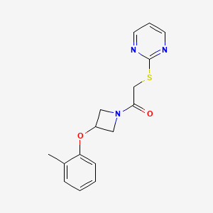 molecular formula C16H17N3O2S B5440408 2-({2-[3-(2-methylphenoxy)azetidin-1-yl]-2-oxoethyl}thio)pyrimidine 