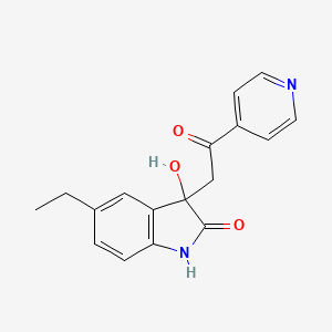 molecular formula C17H16N2O3 B5440455 5-ethyl-3-hydroxy-3-[2-oxo-2-(4-pyridinyl)ethyl]-1,3-dihydro-2H-indol-2-one 
