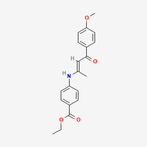 molecular formula C20H21NO4 B5440496 ethyl 4-{[3-(4-methoxyphenyl)-1-methyl-3-oxo-1-propen-1-yl]amino}benzoate 