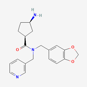 molecular formula C20H23N3O3 B5440517 rel-(1S,3R)-3-amino-N-(1,3-benzodioxol-5-ylmethyl)-N-(3-pyridinylmethyl)cyclopentanecarboxamide dihydrochloride 