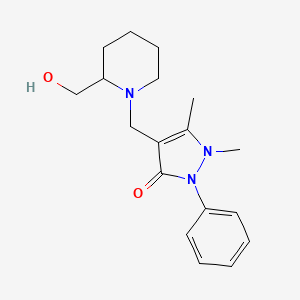 molecular formula C18H25N3O2 B5440524 4-{[2-(hydroxymethyl)-1-piperidinyl]methyl}-1,5-dimethyl-2-phenyl-1,2-dihydro-3H-pyrazol-3-one 