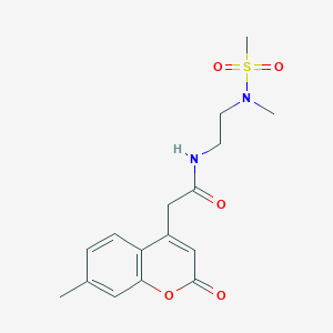 molecular formula C16H20N2O5S B5440595 N-{2-[methyl(methylsulfonyl)amino]ethyl}-2-(7-methyl-2-oxo-2H-chromen-4-yl)acetamide 