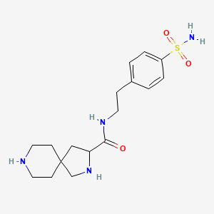 molecular formula C17H26N4O3S B5440609 N-{2-[4-(aminosulfonyl)phenyl]ethyl}-2,8-diazaspiro[4.5]decane-3-carboxamide dihydrochloride 
