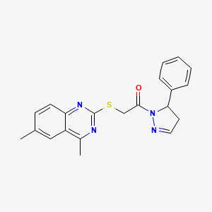 molecular formula C21H20N4OS B5440685 4,6-dimethyl-2-{[2-oxo-2-(5-phenyl-4,5-dihydro-1H-pyrazol-1-yl)ethyl]thio}quinazoline 