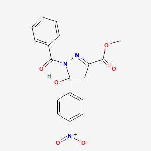 molecular formula C18H15N3O6 B5440736 methyl 1-benzoyl-5-hydroxy-5-(4-nitrophenyl)-4,5-dihydro-1H-pyrazole-3-carboxylate 