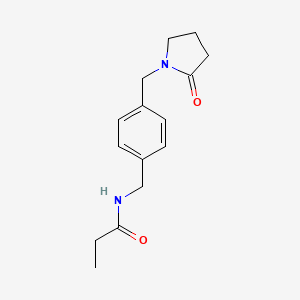 molecular formula C15H20N2O2 B5440760 N-{4-[(2-oxo-1-pyrrolidinyl)methyl]benzyl}propanamide 
