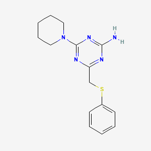 molecular formula C15H19N5S B5440767 4-[(phenylthio)methyl]-6-(1-piperidinyl)-1,3,5-triazin-2-amine 