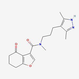 molecular formula C18H23N3O3 B5440777 N-[3-(3,5-dimethyl-1H-pyrazol-4-yl)propyl]-N-methyl-4-oxo-4,5,6,7-tetrahydro-1-benzofuran-3-carboxamide 