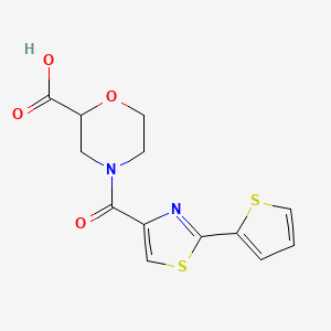 molecular formula C13H12N2O4S2 B5440807 4-{[2-(2-thienyl)-1,3-thiazol-4-yl]carbonyl}-2-morpholinecarboxylic acid 