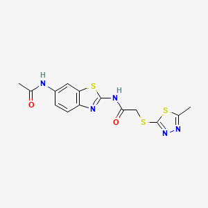 molecular formula C14H13N5O2S3 B5440879 N-[6-(acetylamino)-1,3-benzothiazol-2-yl]-2-[(5-methyl-1,3,4-thiadiazol-2-yl)thio]acetamide 