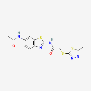 N-[6-(acetylamino)-1,3-benzothiazol-2-yl]-2-[(5-methyl-1,3,4-thiadiazol-2-yl)thio]acetamide