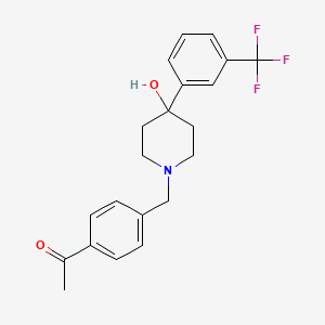 molecular formula C21H22F3NO2 B5440951 1-[4-({4-hydroxy-4-[3-(trifluoromethyl)phenyl]-1-piperidinyl}methyl)phenyl]ethanone 