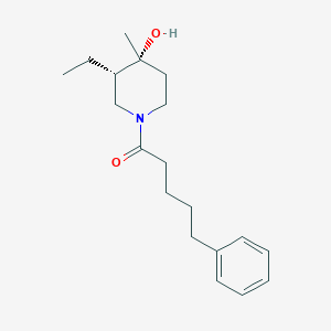 molecular formula C19H29NO2 B5440988 (3S*,4R*)-3-ethyl-4-methyl-1-(5-phenylpentanoyl)piperidin-4-ol 