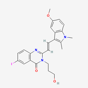 molecular formula C24H24IN3O3 B5441022 3-(3-hydroxypropyl)-6-iodo-2-[2-(5-methoxy-1,2-dimethyl-1H-indol-3-yl)vinyl]-4(3H)-quinazolinone 