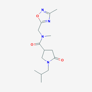 molecular formula C14H22N4O3 B5441033 1-isobutyl-N-methyl-N-[(3-methyl-1,2,4-oxadiazol-5-yl)methyl]-5-oxopyrrolidine-3-carboxamide 