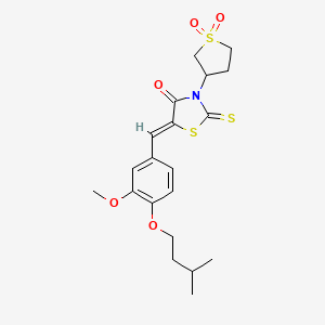 molecular formula C20H25NO5S3 B5441038 3-(1,1-dioxidotetrahydro-3-thienyl)-5-[3-methoxy-4-(3-methylbutoxy)benzylidene]-2-thioxo-1,3-thiazolidin-4-one 
