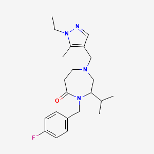 molecular formula C22H31FN4O B5441042 1-[(1-ethyl-5-methyl-1H-pyrazol-4-yl)methyl]-4-(4-fluorobenzyl)-3-isopropyl-1,4-diazepan-5-one 