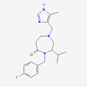 molecular formula C20H27FN4O B5441044 4-(4-fluorobenzyl)-3-isopropyl-1-[(4-methyl-1H-imidazol-5-yl)methyl]-1,4-diazepan-5-one 