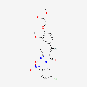 molecular formula C21H18ClN3O7 B5441051 methyl (4-{[1-(5-chloro-2-nitrophenyl)-3-methyl-5-oxo-1,5-dihydro-4H-pyrazol-4-ylidene]methyl}-2-methoxyphenoxy)acetate 