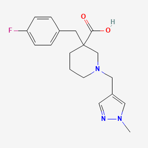 molecular formula C18H22FN3O2 B5441060 3-(4-fluorobenzyl)-1-[(1-methyl-1H-pyrazol-4-yl)methyl]piperidine-3-carboxylic acid 