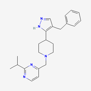 molecular formula C23H29N5 B5441087 4-{[4-(4-benzyl-1H-pyrazol-5-yl)piperidin-1-yl]methyl}-2-isopropylpyrimidine 