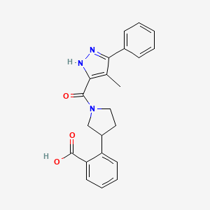 molecular formula C22H21N3O3 B5441121 2-{1-[(4-methyl-3-phenyl-1H-pyrazol-5-yl)carbonyl]-3-pyrrolidinyl}benzoic acid 