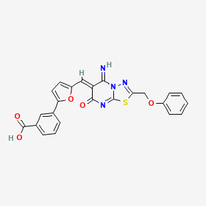 molecular formula C24H16N4O5S B5441124 3-(5-{[5-imino-7-oxo-2-(phenoxymethyl)-5H-[1,3,4]thiadiazolo[3,2-a]pyrimidin-6(7H)-ylidene]methyl}-2-furyl)benzoic acid 