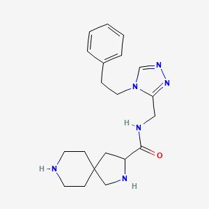 molecular formula C20H28N6O B5441155 N-{[4-(2-phenylethyl)-4H-1,2,4-triazol-3-yl]methyl}-2,8-diazaspiro[4.5]decane-3-carboxamide dihydrochloride 