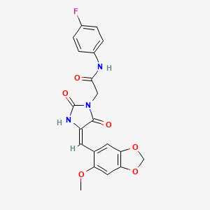 N-(4-fluorophenyl)-2-{4-[(6-methoxy-1,3-benzodioxol-5-yl)methylene]-2,5-dioxo-1-imidazolidinyl}acetamide