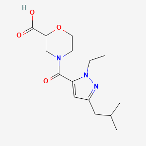 molecular formula C15H23N3O4 B5441229 4-[(1-ethyl-3-isobutyl-1H-pyrazol-5-yl)carbonyl]-2-morpholinecarboxylic acid 