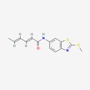 N-[2-(methylthio)-1,3-benzothiazol-6-yl]-2,4-hexadienamide