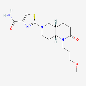 molecular formula C16H24N4O3S B5441268 2-[(4aS*,8aR*)-1-(3-methoxypropyl)-2-oxooctahydro-1,6-naphthyridin-6(2H)-yl]-1,3-thiazole-4-carboxamide 