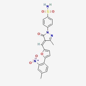 molecular formula C22H18N4O6S B5441274 4-(3-methyl-4-{[5-(4-methyl-2-nitrophenyl)-2-furyl]methylene}-5-oxo-4,5-dihydro-1H-pyrazol-1-yl)benzenesulfonamide 