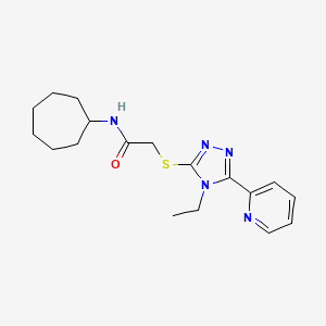 molecular formula C18H25N5OS B5441292 N-cycloheptyl-2-{[4-ethyl-5-(2-pyridinyl)-4H-1,2,4-triazol-3-yl]thio}acetamide 