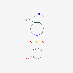 molecular formula C16H25FN2O3S B5441313 4-[(dimethylamino)methyl]-1-[(3-fluoro-4-methylphenyl)sulfonyl]-4-azepanol 