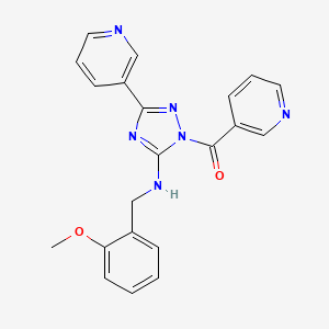 molecular formula C21H18N6O2 B5441318 N-(2-methoxybenzyl)-3-(3-pyridinyl)-1-(3-pyridinylcarbonyl)-1H-1,2,4-triazol-5-amine 