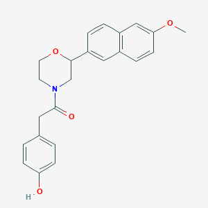 molecular formula C23H23NO4 B5441335 4-{2-[2-(6-methoxy-2-naphthyl)morpholin-4-yl]-2-oxoethyl}phenol 