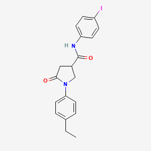 molecular formula C19H19IN2O2 B5441358 1-(4-ethylphenyl)-N-(4-iodophenyl)-5-oxo-3-pyrrolidinecarboxamide 