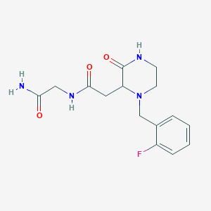 molecular formula C15H19FN4O3 B5441373 N~2~-{[1-(2-fluorobenzyl)-3-oxo-2-piperazinyl]acetyl}glycinamide 