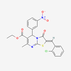ethyl 2-(2-chlorobenzylidene)-7-methyl-5-(3-nitrophenyl)-3-oxo-2,3-dihydro-5H-[1,3]thiazolo[3,2-a]pyrimidine-6-carboxylate