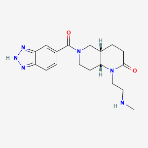 molecular formula C18H24N6O2 B5441391 rel-(4aS,8aR)-6-(1H-1,2,3-benzotriazol-5-ylcarbonyl)-1-[2-(methylamino)ethyl]octahydro-1,6-naphthyridin-2(1H)-one hydrochloride 