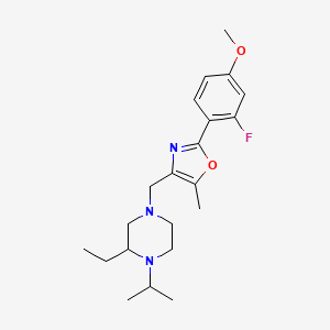 molecular formula C21H30FN3O2 B5441407 2-ethyl-4-{[2-(2-fluoro-4-methoxyphenyl)-5-methyl-1,3-oxazol-4-yl]methyl}-1-isopropylpiperazine 