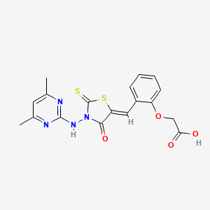 [2-({3-[(4,6-dimethyl-2-pyrimidinyl)amino]-4-oxo-2-thioxo-1,3-thiazolidin-5-ylidene}methyl)phenoxy]acetic acid