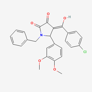 molecular formula C26H22ClNO5 B5441443 1-benzyl-4-(4-chlorobenzoyl)-5-(3,4-dimethoxyphenyl)-3-hydroxy-1,5-dihydro-2H-pyrrol-2-one 