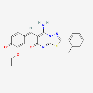 molecular formula C21H18N4O3S B5441561 6-(3-ethoxy-4-hydroxybenzylidene)-5-imino-2-(2-methylphenyl)-5,6-dihydro-7H-[1,3,4]thiadiazolo[3,2-a]pyrimidin-7-one 