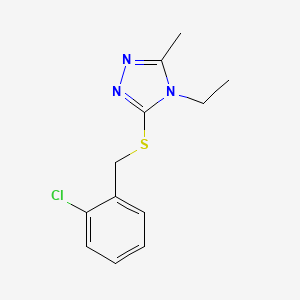 molecular formula C12H14ClN3S B5441566 3-[(2-chlorobenzyl)thio]-4-ethyl-5-methyl-4H-1,2,4-triazole 