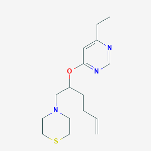 molecular formula C16H25N3OS B5441604 4-({(2R,5S)-5-[(6-ethylpyrimidin-4-yl)methyl]tetrahydrofuran-2-yl}methyl)thiomorpholine 