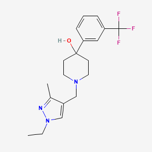 molecular formula C19H24F3N3O B5441697 1-[(1-ethyl-3-methyl-1H-pyrazol-4-yl)methyl]-4-[3-(trifluoromethyl)phenyl]-4-piperidinol 