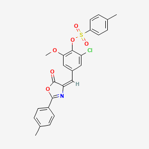 molecular formula C25H20ClNO6S B5441753 2-chloro-6-methoxy-4-{[2-(4-methylphenyl)-5-oxo-1,3-oxazol-4(5H)-ylidene]methyl}phenyl 4-methylbenzenesulfonate 